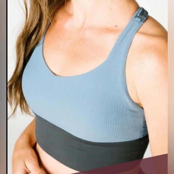 ZYIA Other - Zyia Active Storm Parallel Luxe Blue Ribbed Adjustable Sport Bra plus size XXXL